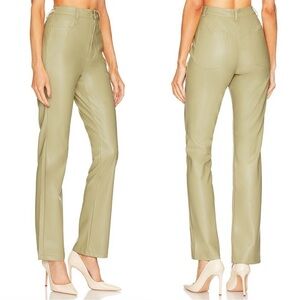 Revolve WeWoreWhat Vegan Leather Kick Flare High Waisted Pants Size 27 In Oat